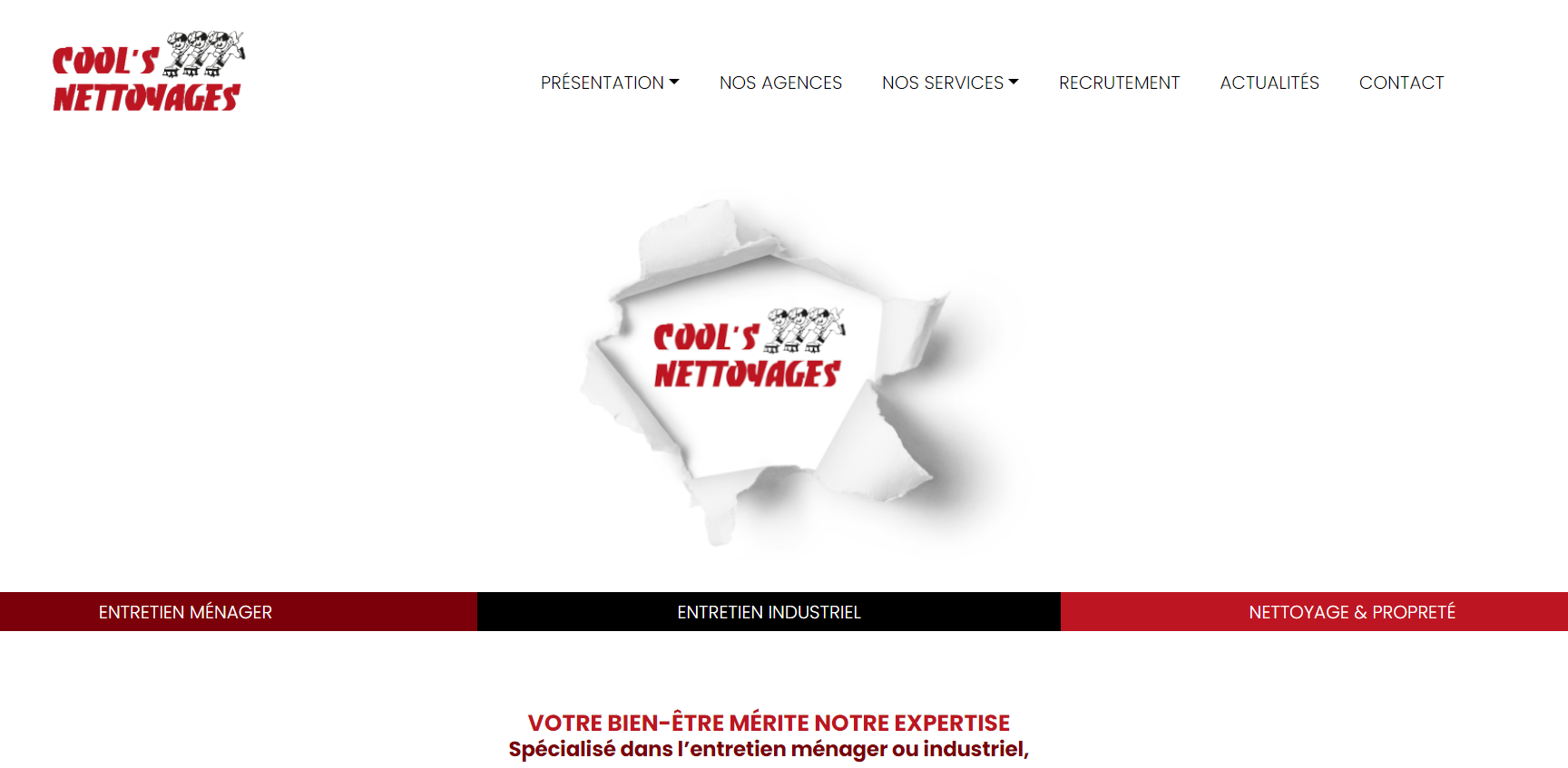 Page d'accueil site Cools.nettoyages.fr
